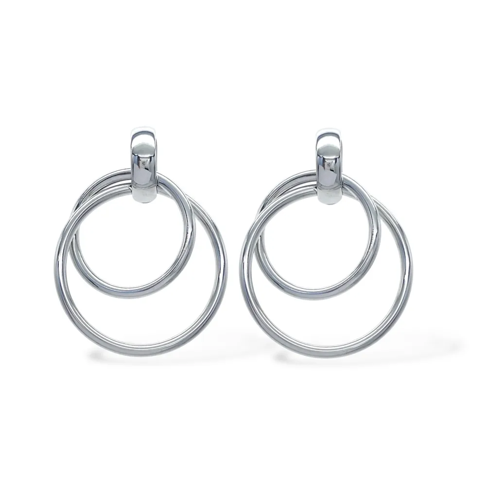 Doppio Cerchio  -Orecchini in Acciaio - OAP-413-7067