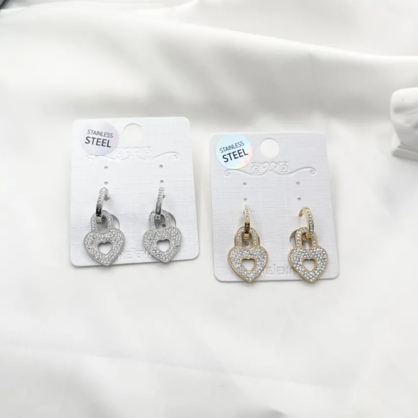 Lucchetto Cuore -Orecchini in Acciaio - OAP-413-966c