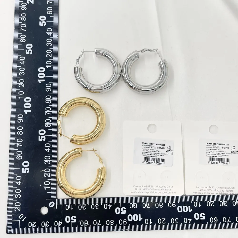 Cerchio Lavorato-Orecchini a Cerchio in Acciaio - OAP-450-658 8x40mm