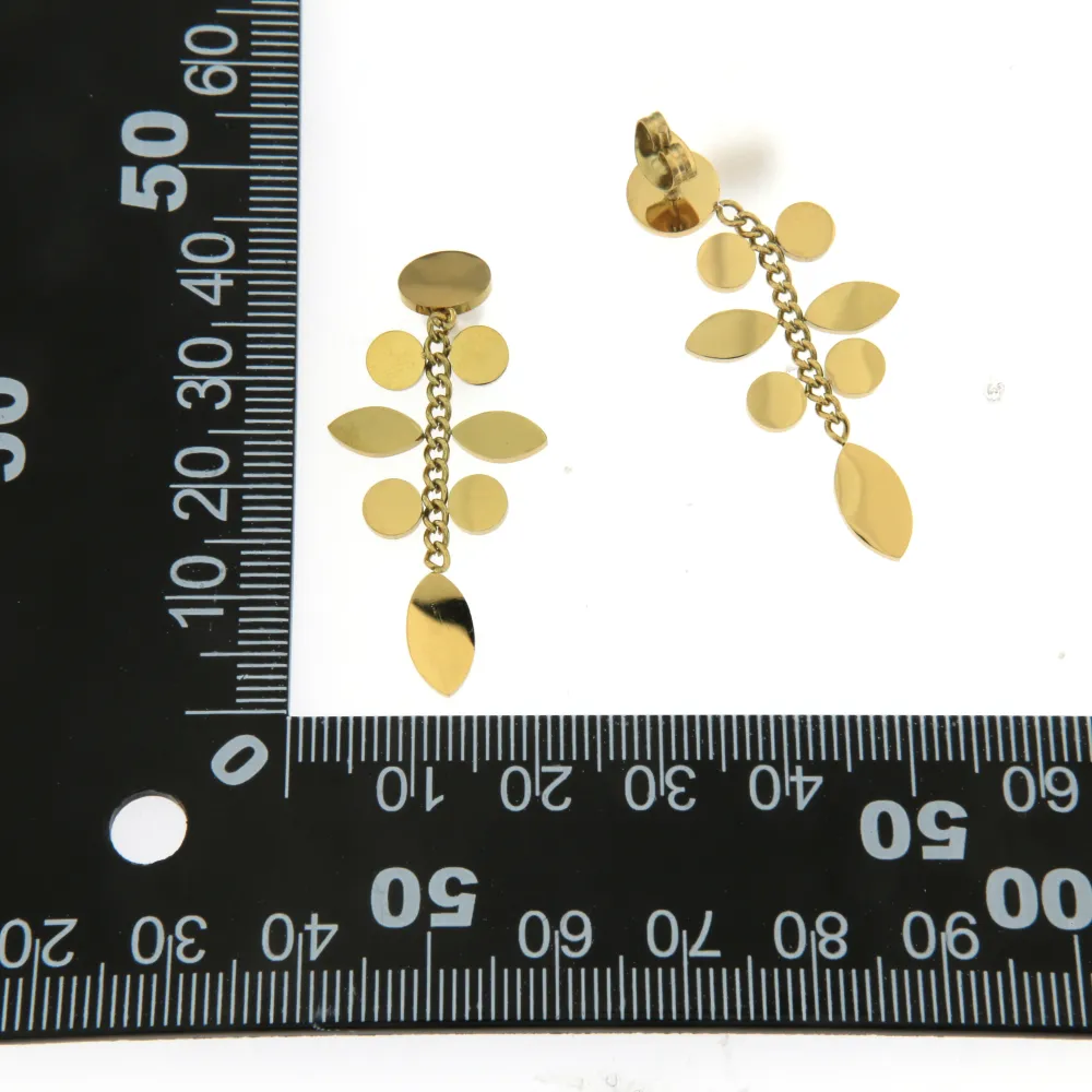 OAP6438-Foglia-Orecchini Pendenti in Acciaio - OAP6438-Foglia-Orecchini Pendenti in Acciaio