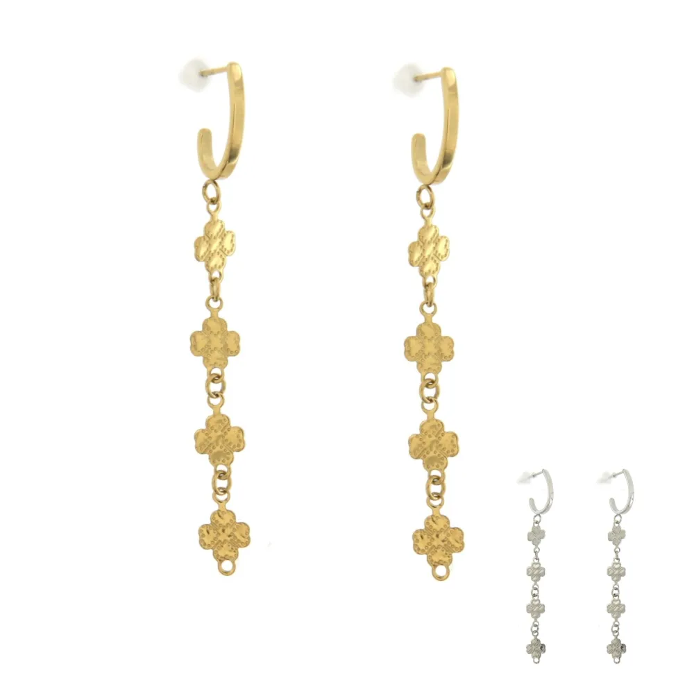 OAP6810-Quadrifoglio Pendente- Orecchini in Acciaio - OAP6810-Quadrifoglio Pendente- Orecchini in Acciaio