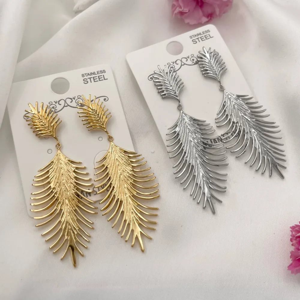 Foglia-Orecchini in Acciaio - OAP-729-36