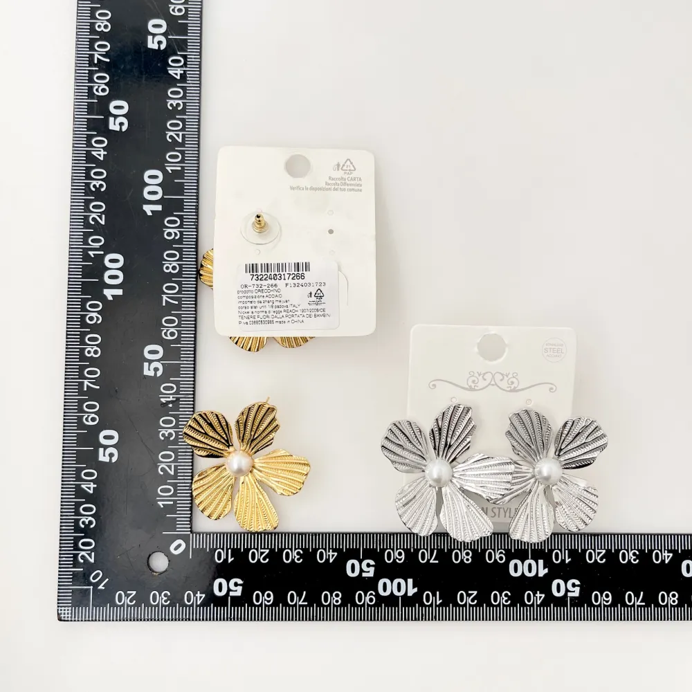 Fiore con Perla-Orecchini in Acciaio - OAP-732-266