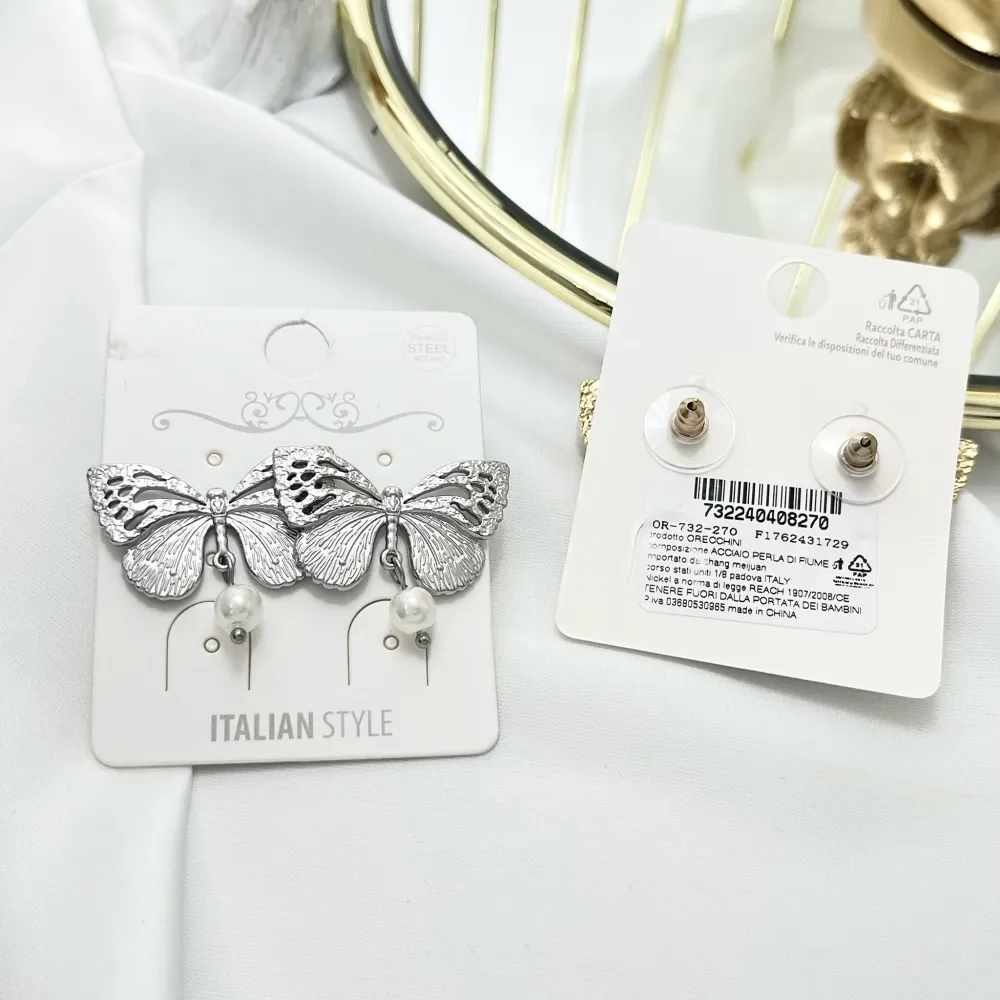 Farfalla con Perla-Orecchini in Acciaio - OAP-732-270