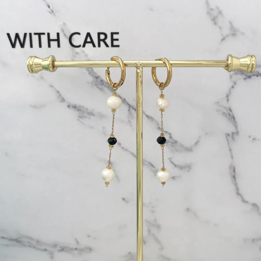 Cerchio con Perla di Fiume -Orecchini in Acciaio - OAP-732-38 2x10mm