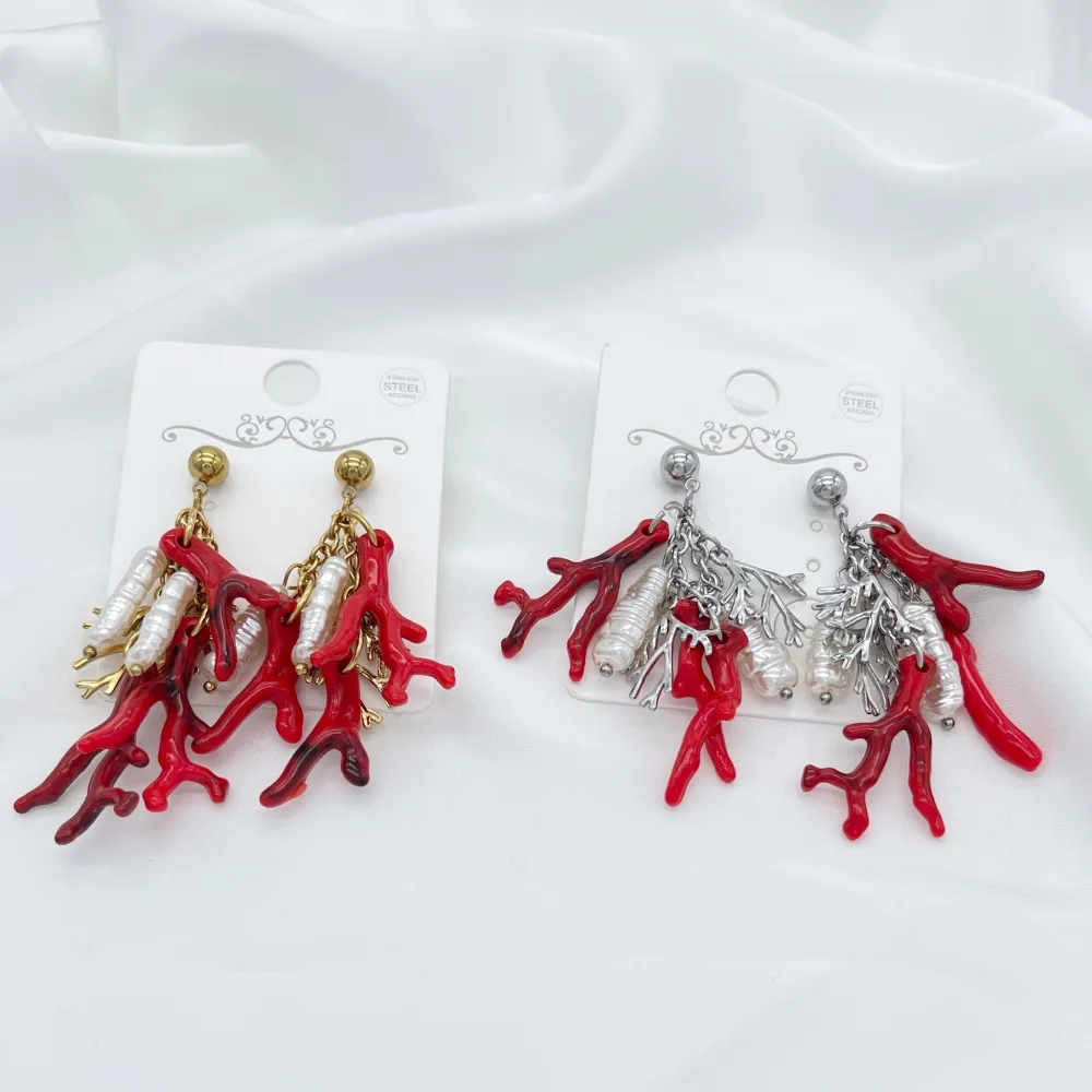 Corallo-Orecchini in Acciaio - OAP-732-409