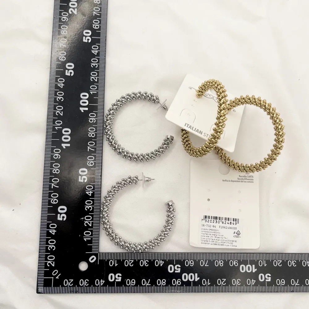 Cerchio Torchon 50mm-Orecchini in Acciaio - OAP-732-84 50mm