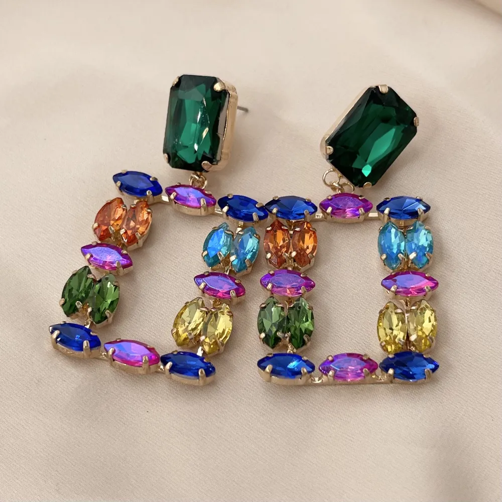 Rettangolare-Orecchini Moda Vetro - OMM-159-22461