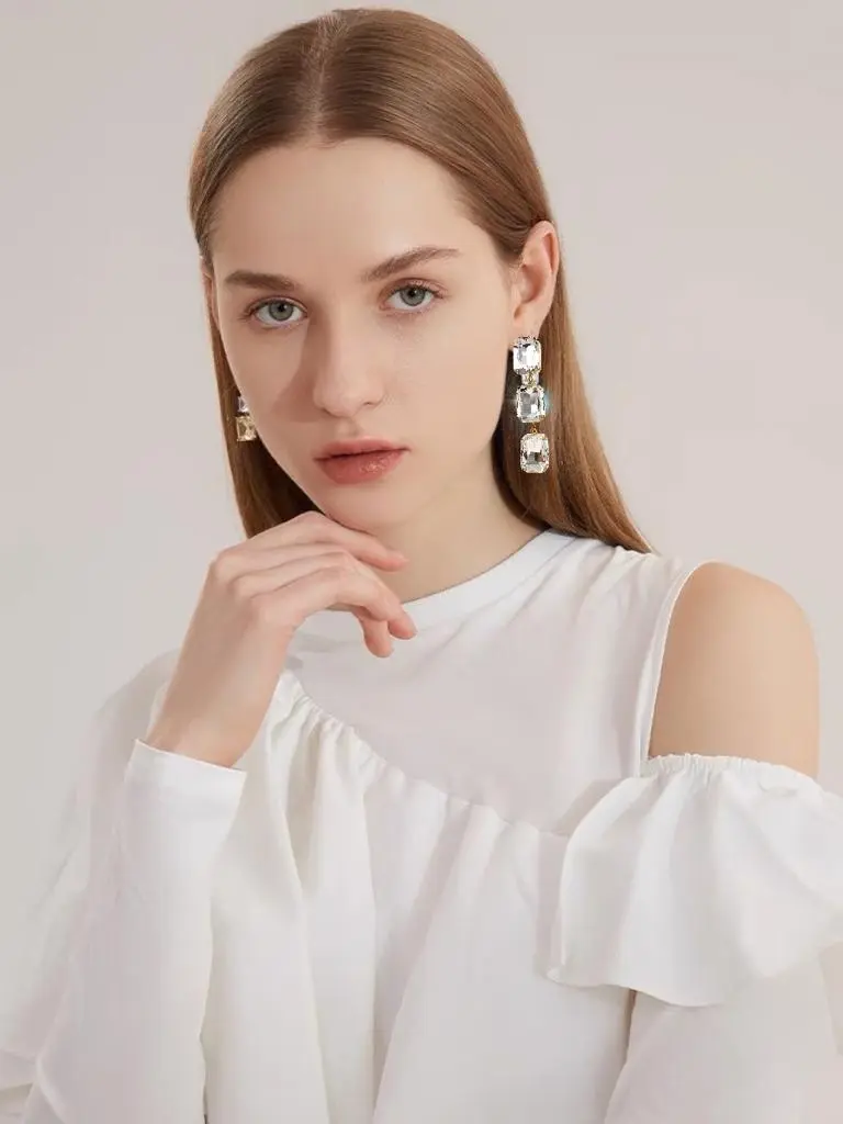 Rettangolare Pendente-Orecchini Moda - OMM-321-2812