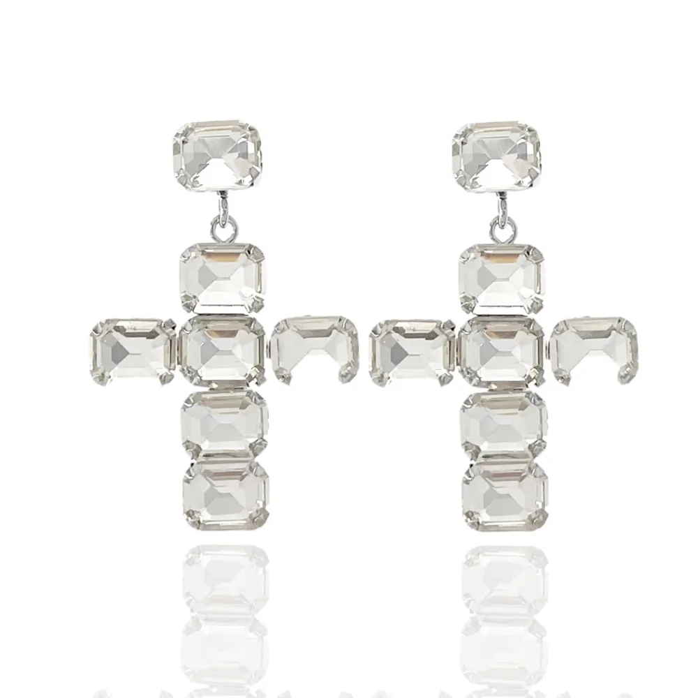 Croce Piccolo-Orecchini Moda Vetro - OMM-321-B2882