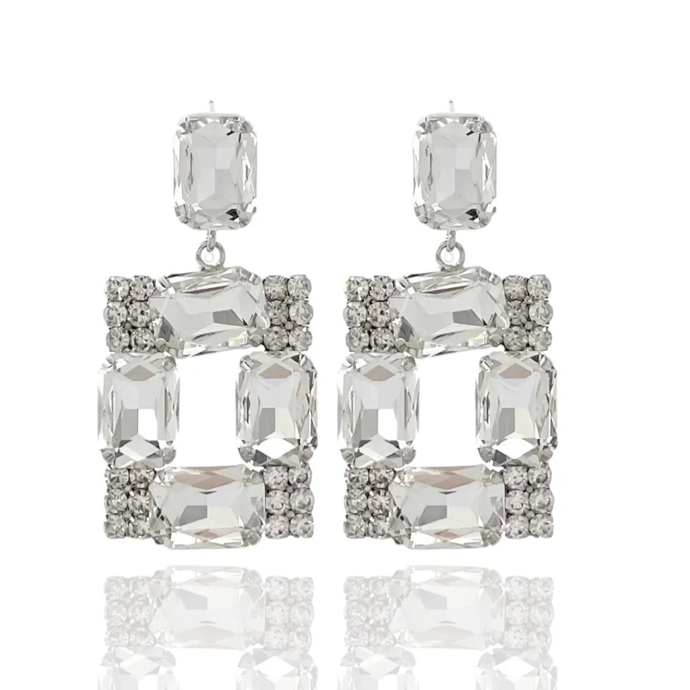 Quadrato-Orecchini Moda Vetro - OMM-381-203