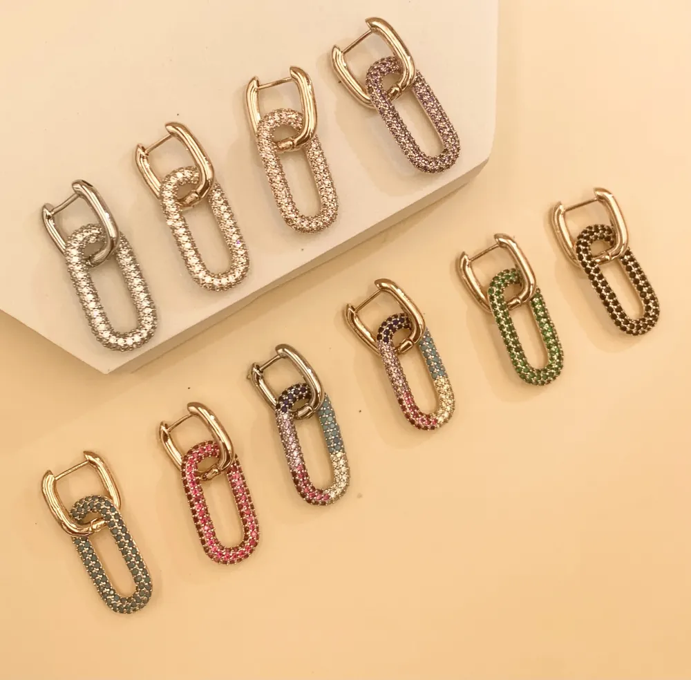 OMZ5976-Ovale-Orecchini con Cubic Zirconia - OMZ5976-Ovale-Orecchini con Cubic Zirconia