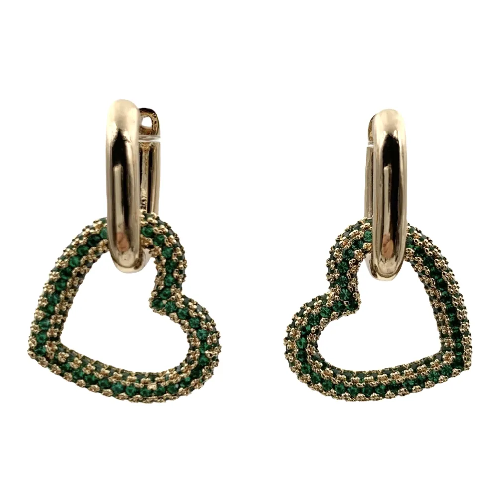 OMZ6464-Cuore Pendente-Orecchini con Zirconia - OMZ6464-Cuore Pendente-Orecchini con Zirconia