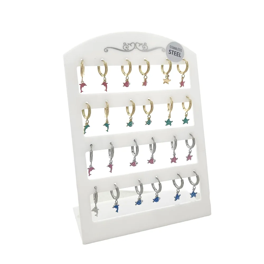 Soggetti Mare Piccoli Smaltati-12Paia Orecchini a Cerchio in Ac - OPA-103-AA1055E