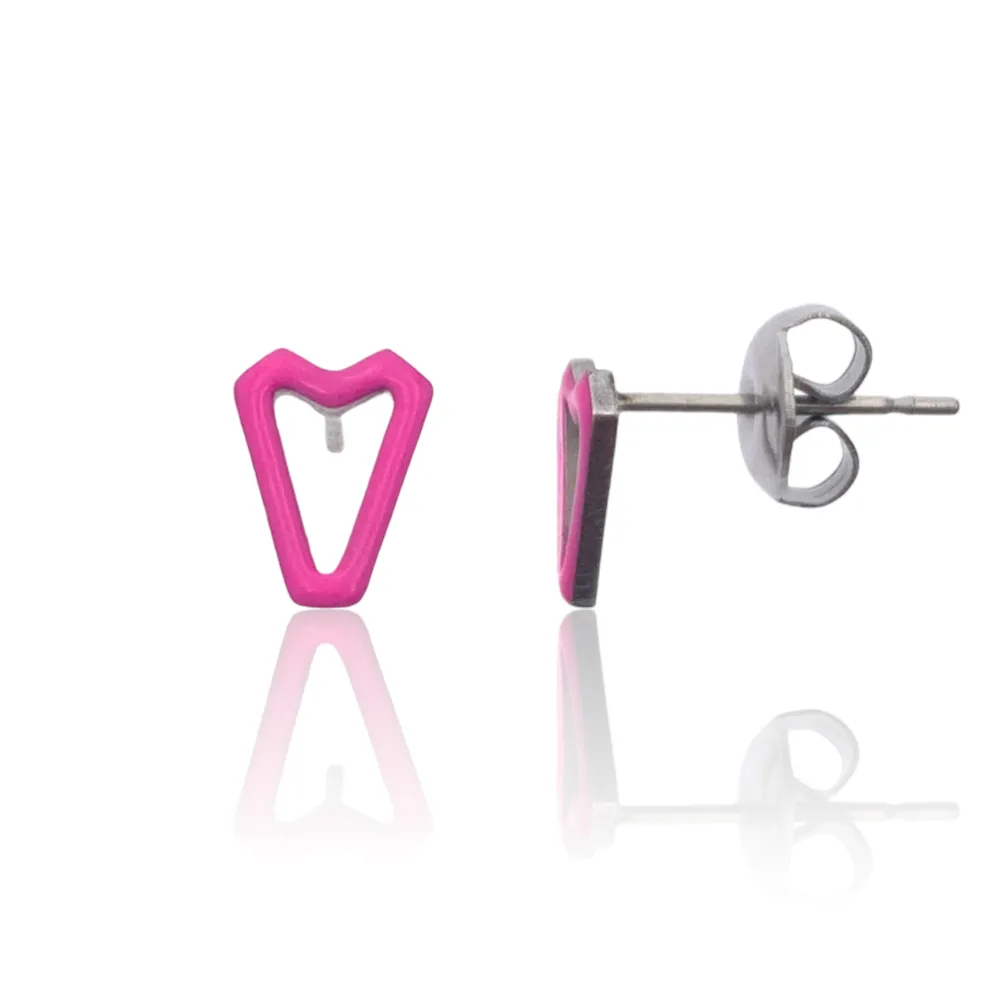 Triangolo  Smaltato-12Paia Orecchini a Lobo in Acciaio - OPA-103-AA1601E