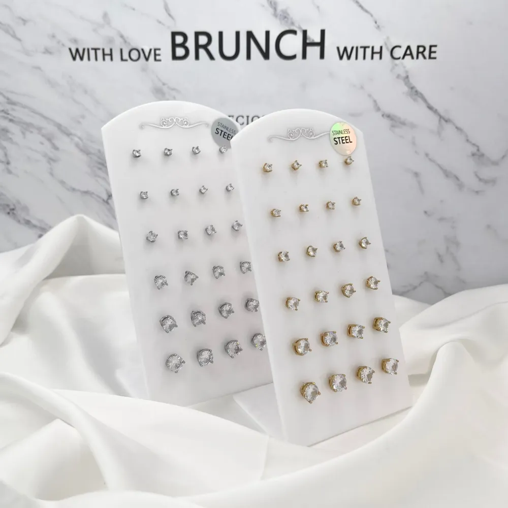 Punto Luce Scalare 4 Griffe -12 Paia Orecchini in Acciaio - OPA-103-AA246E 3-7mm