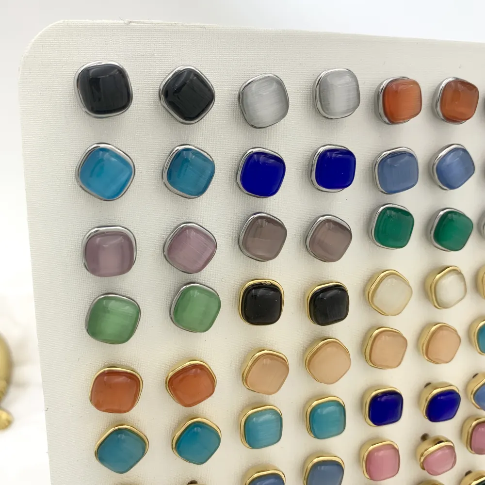 Pietra Quadrata-36Paia Orecchini a Lobo in Acciaio - OPA-103-AA2572E