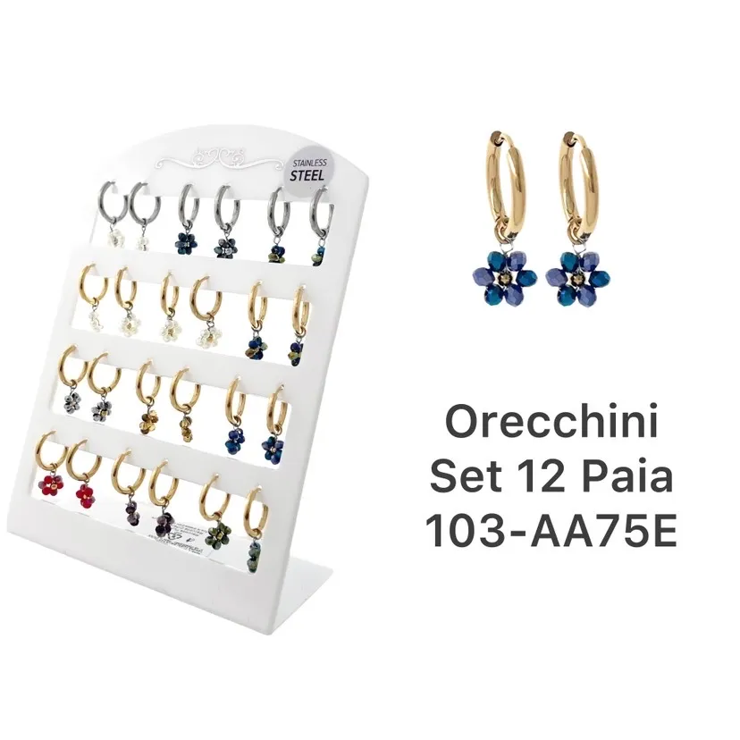 Margherita-12 Paia Orecchini in Acciaio - OPA-103-AA75Es