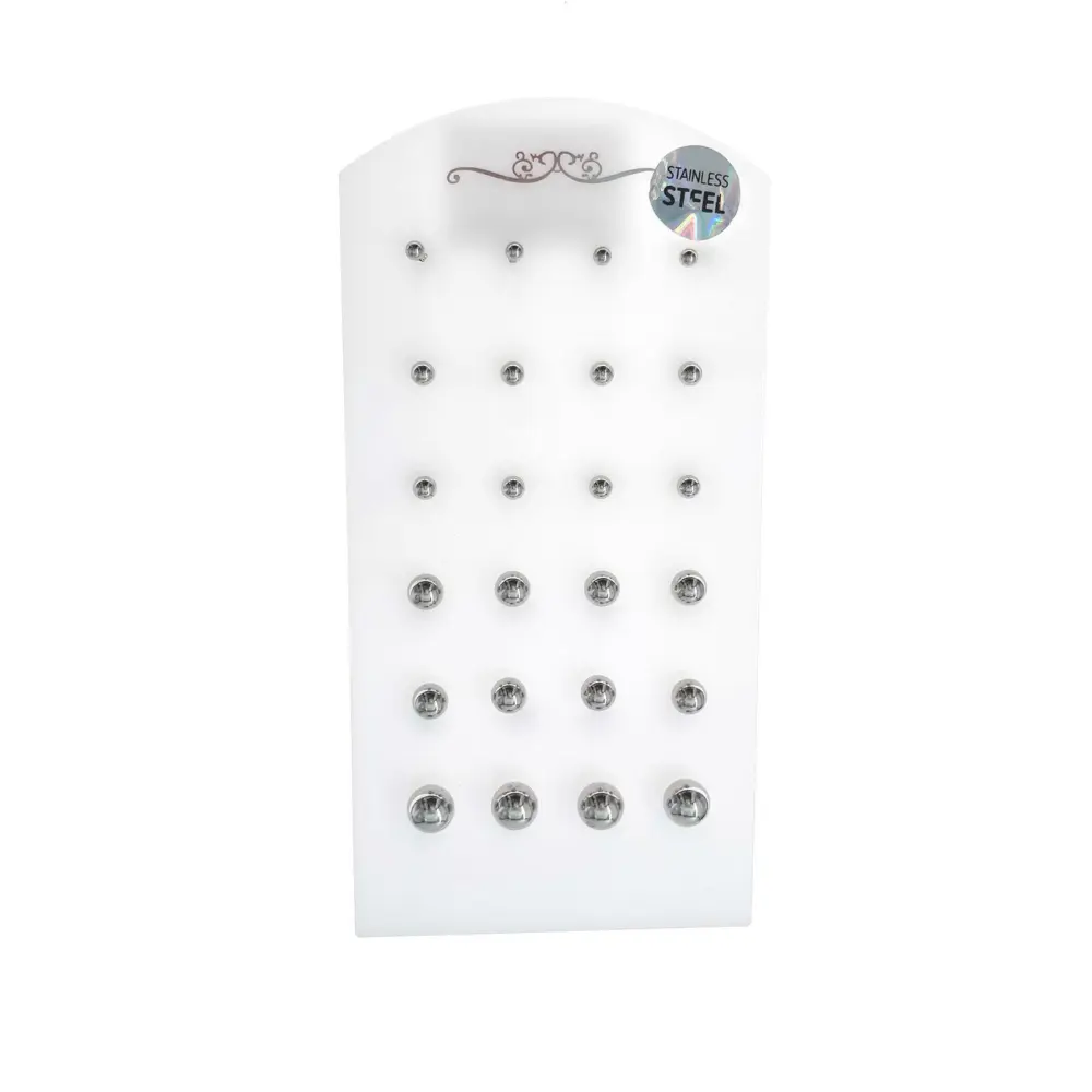 Pallina Scalare Argento-12Paia Orecchini in Acciaio - OPA208-125A