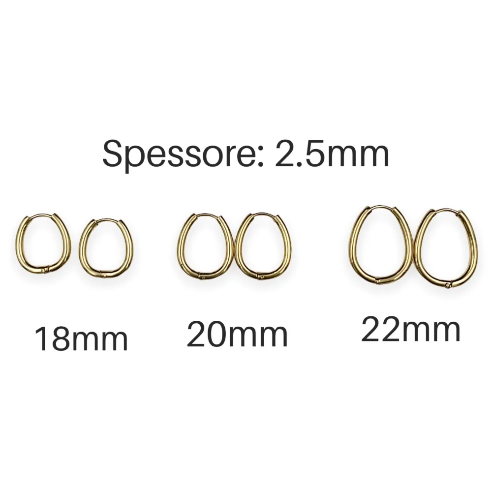 OPA5981-Cerchio Goccia - 12 Paia Orecchini in Acciaio - OPA450-236-Cerchio Goccia - 12 Paia Orecchini in Acciaio