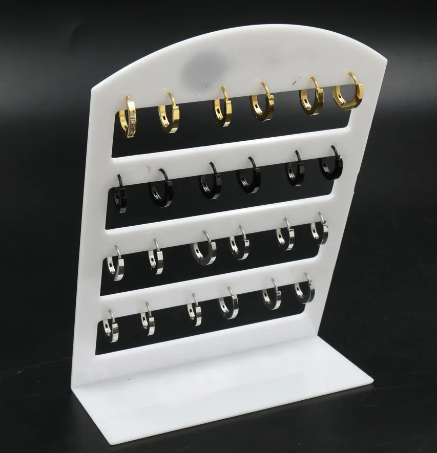 Orecchini  Cerchio Quadrato in Acciaio (Conf. da 12 paia) - OPA-450-270-Cerchio Quadrato Zirconi 2x9 - Orecchini (Conf.12 Paia)