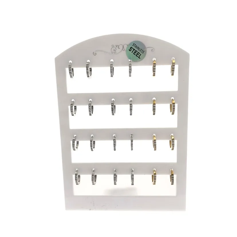 Cerchio Quadrato 2x9mm con Zirconia-24Pz Orecchini in Acciaio - OPA-450-308