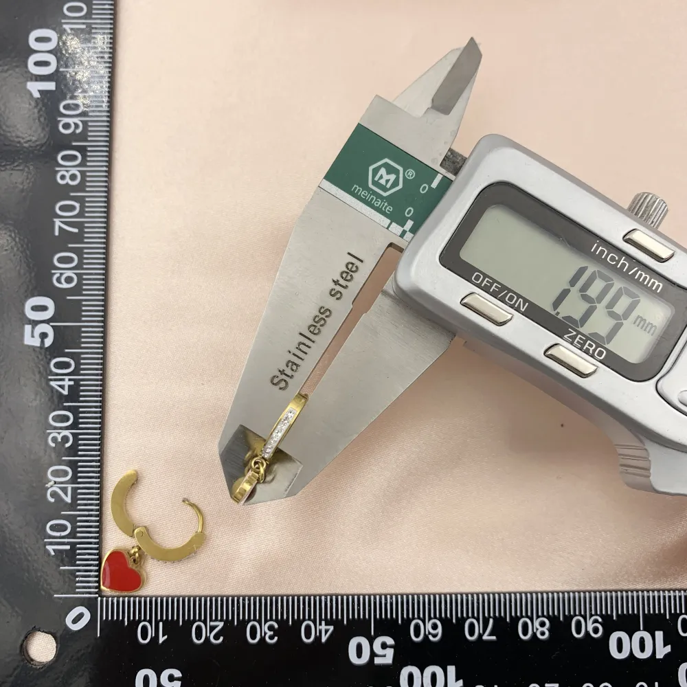 OPA7416-Cuore Smaltato- 12 Paia Orecchini a Cerchio con Pedenti - OPA450-335