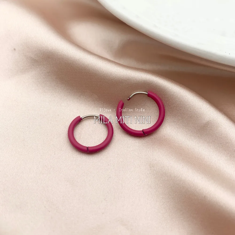 OPA450-364-Cerchi Colorati-12 Paia Orecchini in Acciaio - OPA450-364-Cerchi Colorati-12 Paia Orecchini in Acciaio