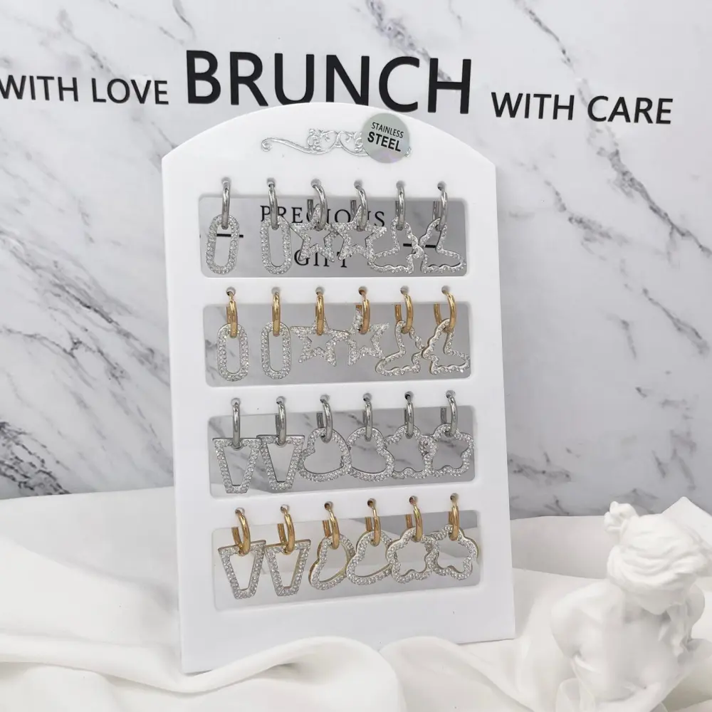 Cerchio con Pendenti Mix-12 Paia Orecchini in Acciaio - OPA-450-544