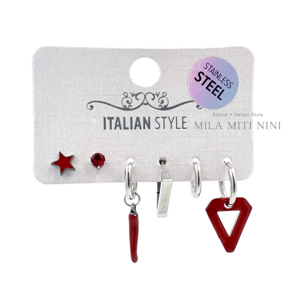 Cuore Smaltato-Set 6pz Orecchini con Zirconia - OPA6-450-422