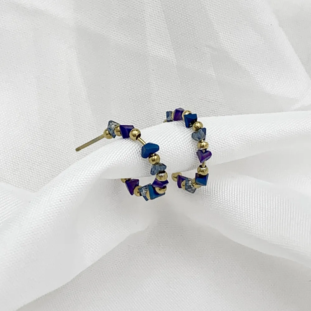 Cerchio Scalare con Cristalli-36Paia Orecchini in Acciaio - OPA-732-136