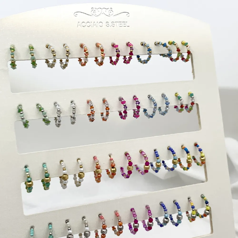 Cerchio Colorato con Pendenti Mix-36paia Orecchini in Acciaio - OPA-732-199