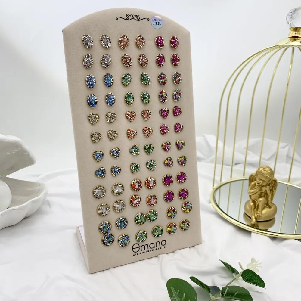 Quadrato Farfalla Quadrifoglio-36 Paia Orecchini a Lobo in Acciaio - OPA-732-230