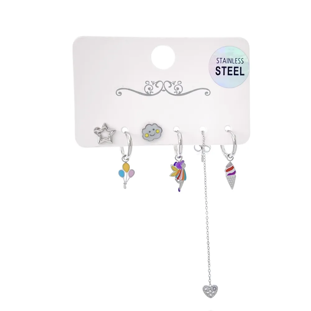 Gelato Nuvola Befana Palloncini-Set 6pz Orecchini in Acciaio - OPA-736-13