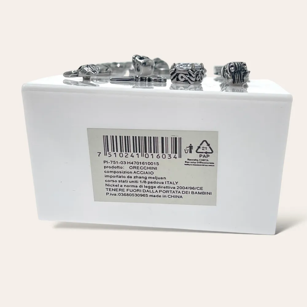 Mix Soggetti-12 Paia Orecchini in Acciaio - OPA-751-03