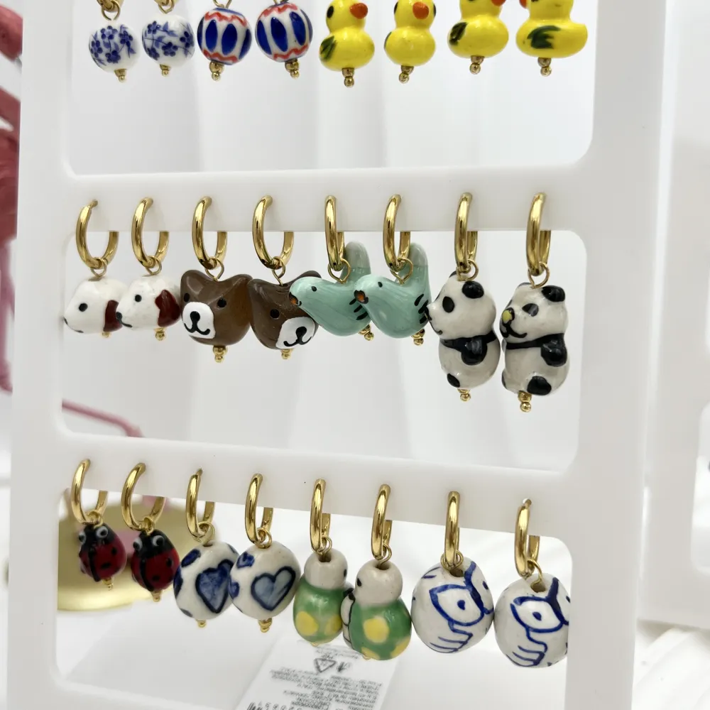 Ciondoli Mix Ceramica -12Paia Orecchini in Acciaio - OPA-762-53