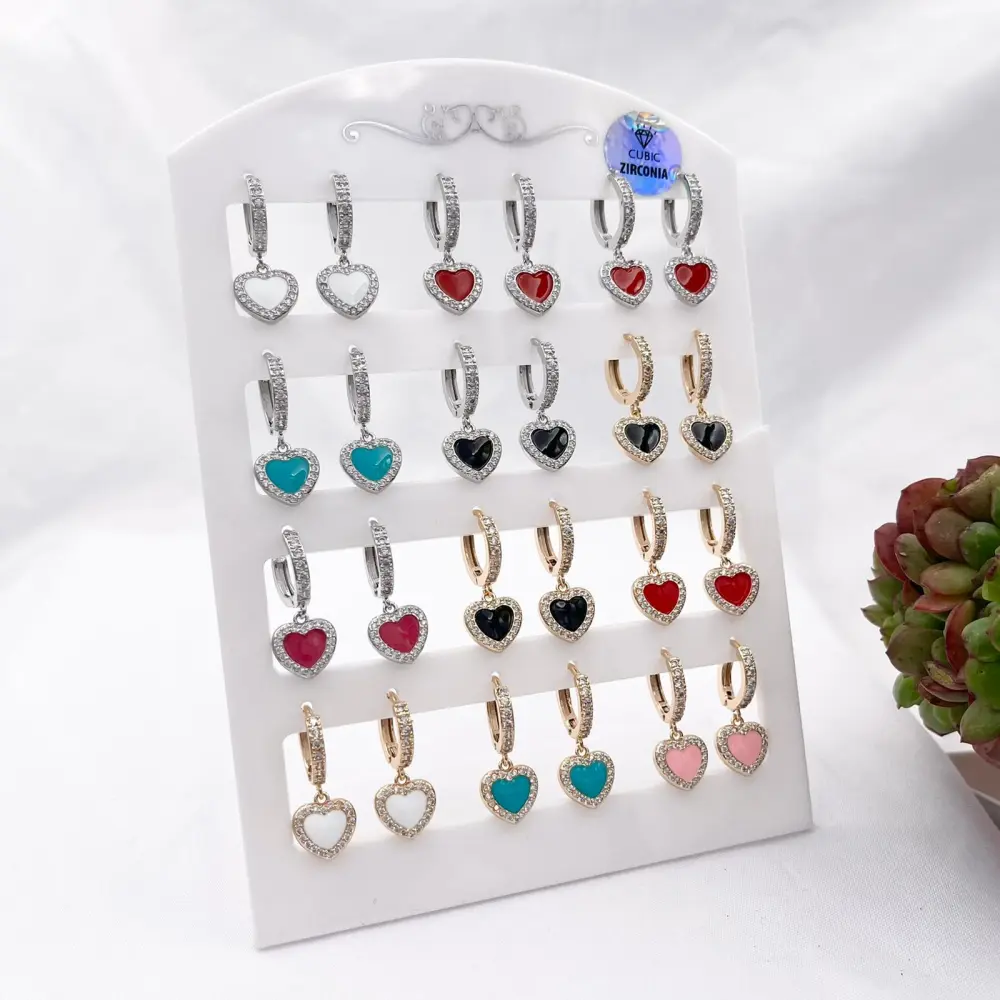 Cerchio con Cuore-12Paia Orecchini con Zirconia - OPM109-128