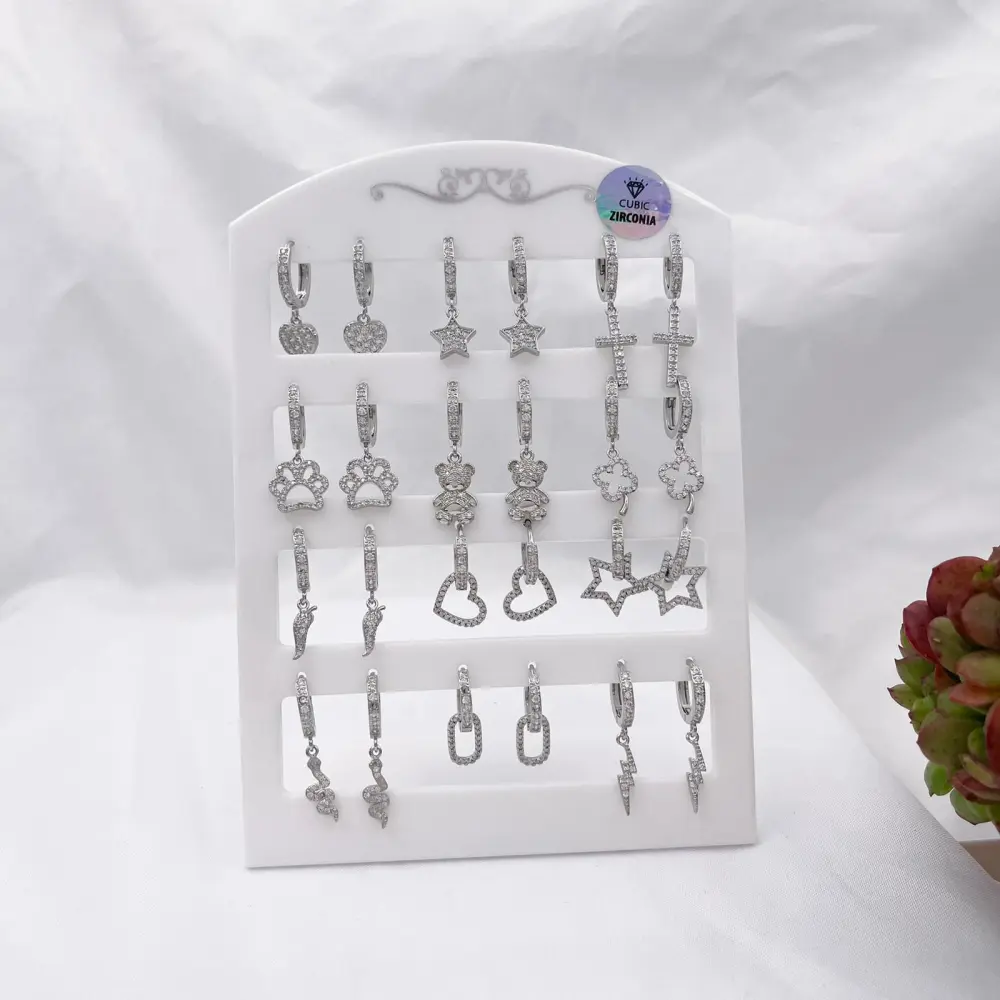 Cerchio con Soggetti Mix-12Paia Orecchini con Zirconia - OPM109-144