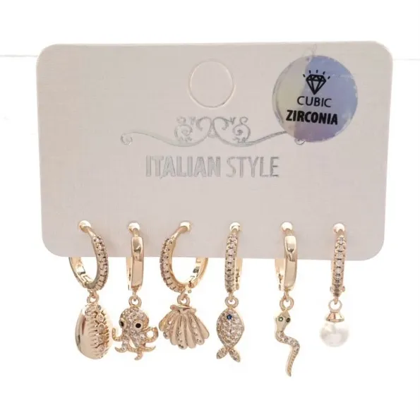 Mare--Set 6Pz Orecchini con Cubic Zirconia - OPM-109-149
