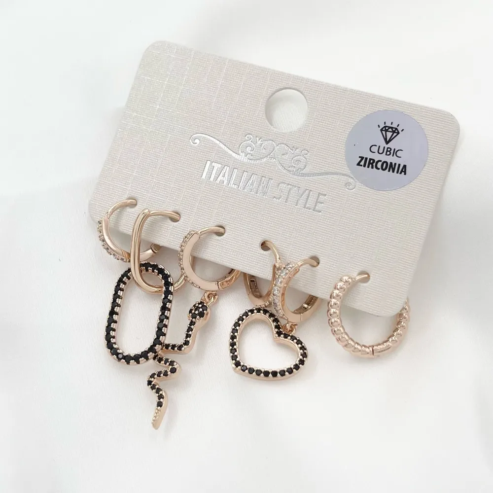 Serpente-Set Orecchini 6 Pz con Zirconia - OPM-109-290