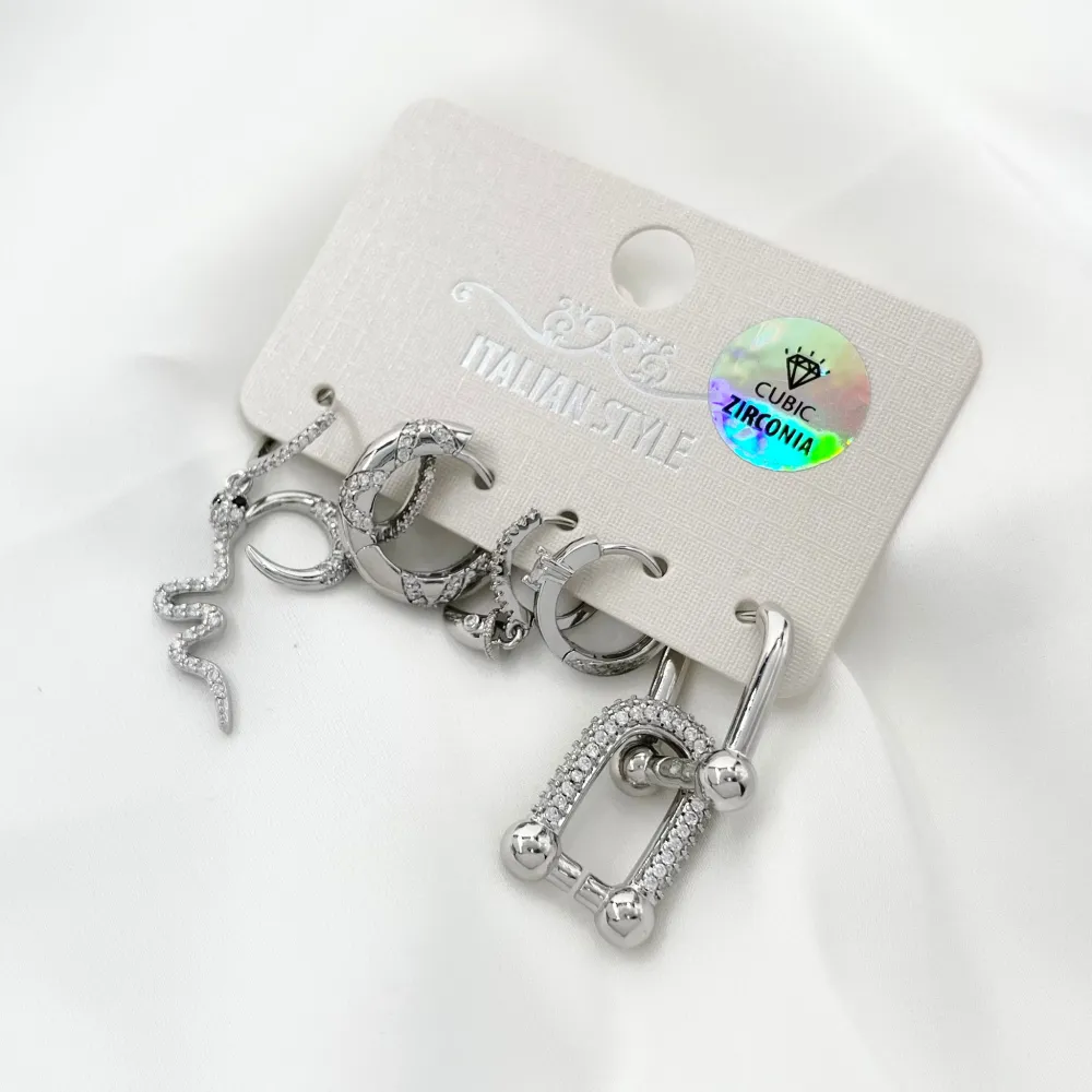 Set Orecchini 6 Pz con Zirconia - OPM-109-50