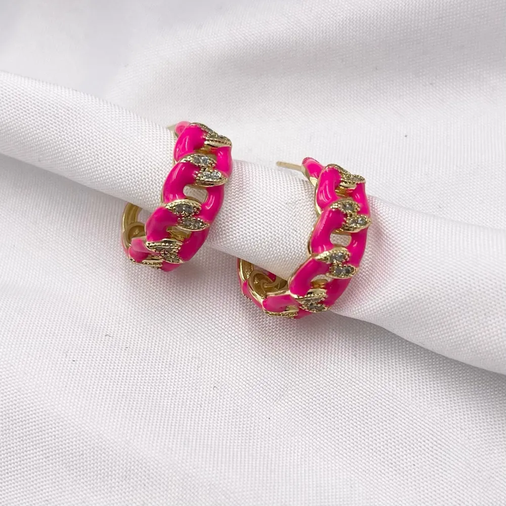 Cerchio Catena Colorato-12 Paia Orecchini con Zirconia - OPM-426-51