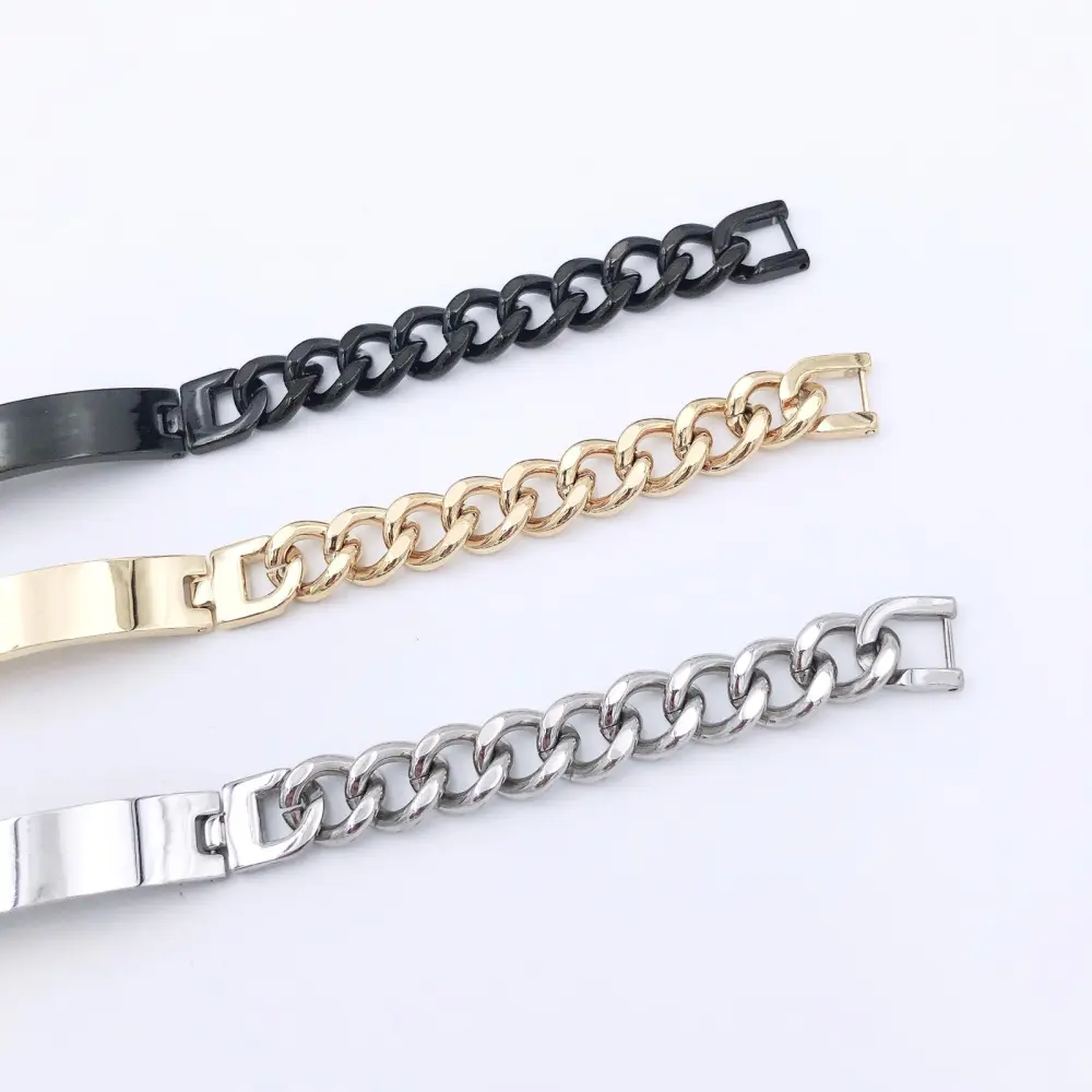 Piastrina 12mm 3309 - Bracciale a Catena in Acciaio - Piastrina 12mm 3309 - Bracciale a Catena in Acciaio