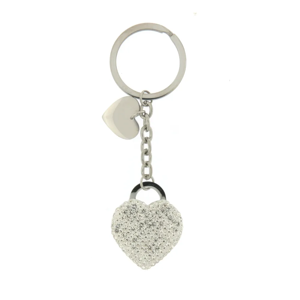PKA6856- Cuore Lucchetto Strass - Portachiave in Acciaio - PKA413-212