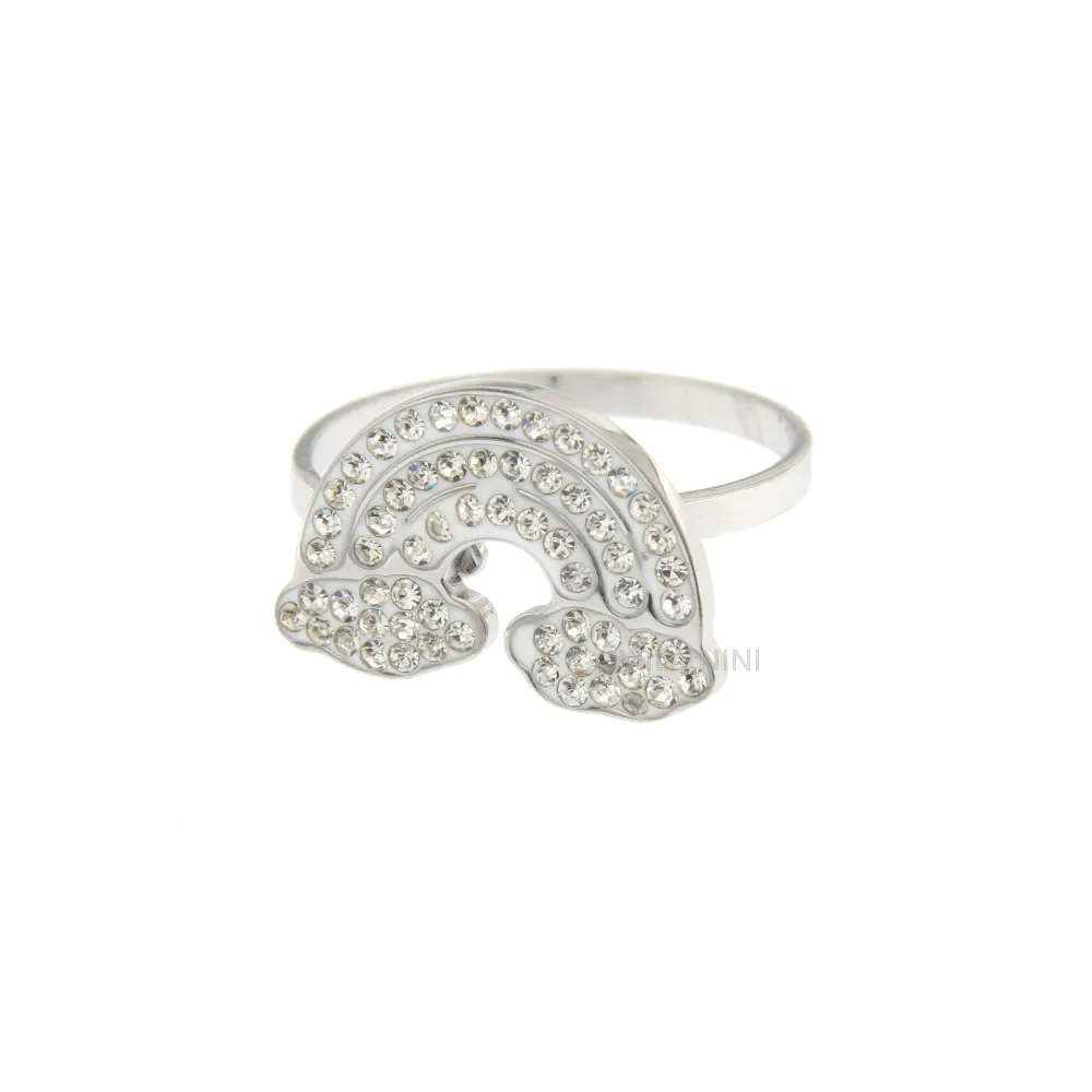 SAAR Arcobaleno - Anello Regolabile Acciaio Strass - SAAR Arcobaleno - Anello Regolabile Acciaio Strass