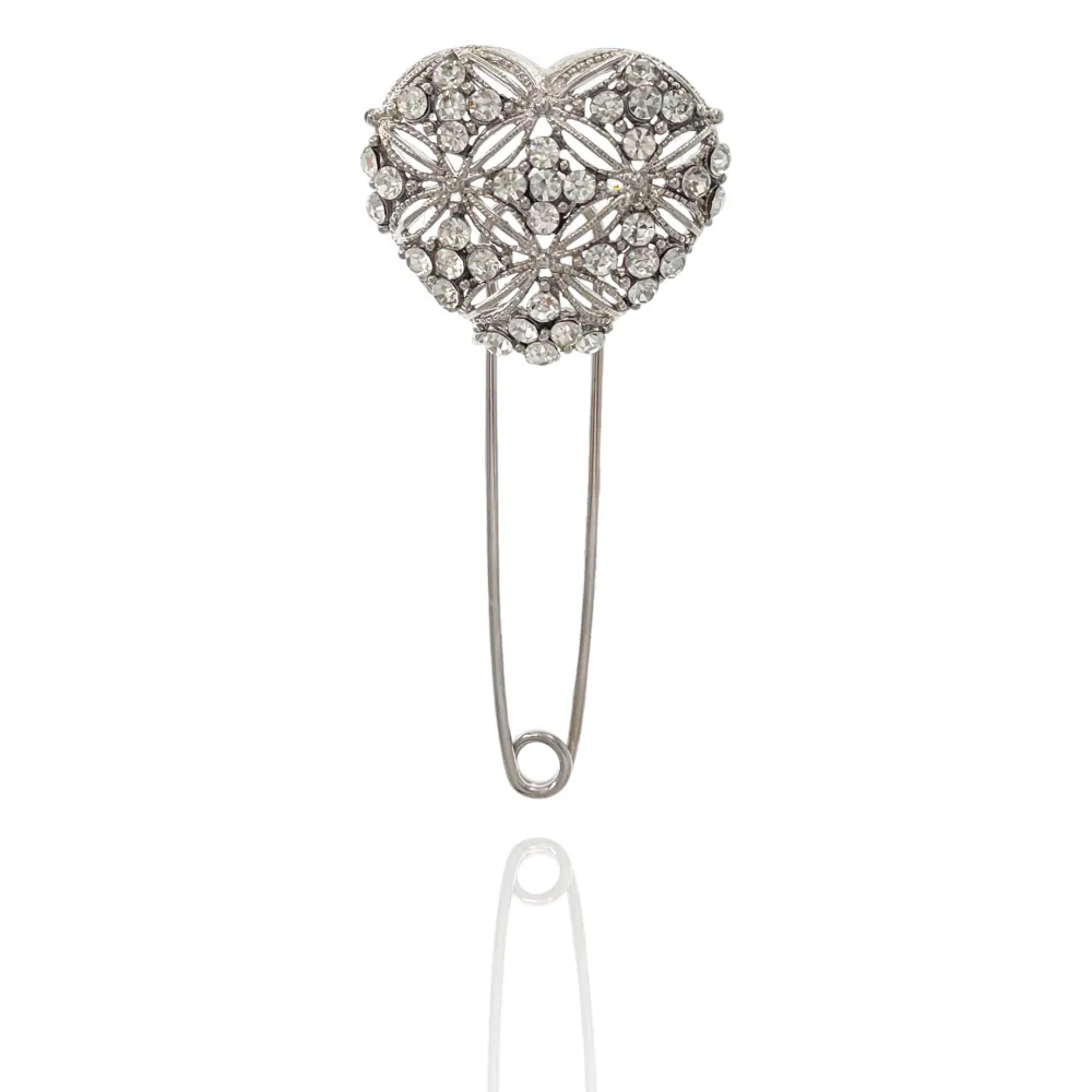 Cuore con Strass-Spilla da Balia in Metallo - SPM-312-338