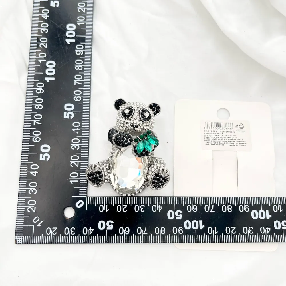 Panda  con Strass-Spilla in Metallo - SPM-312-364