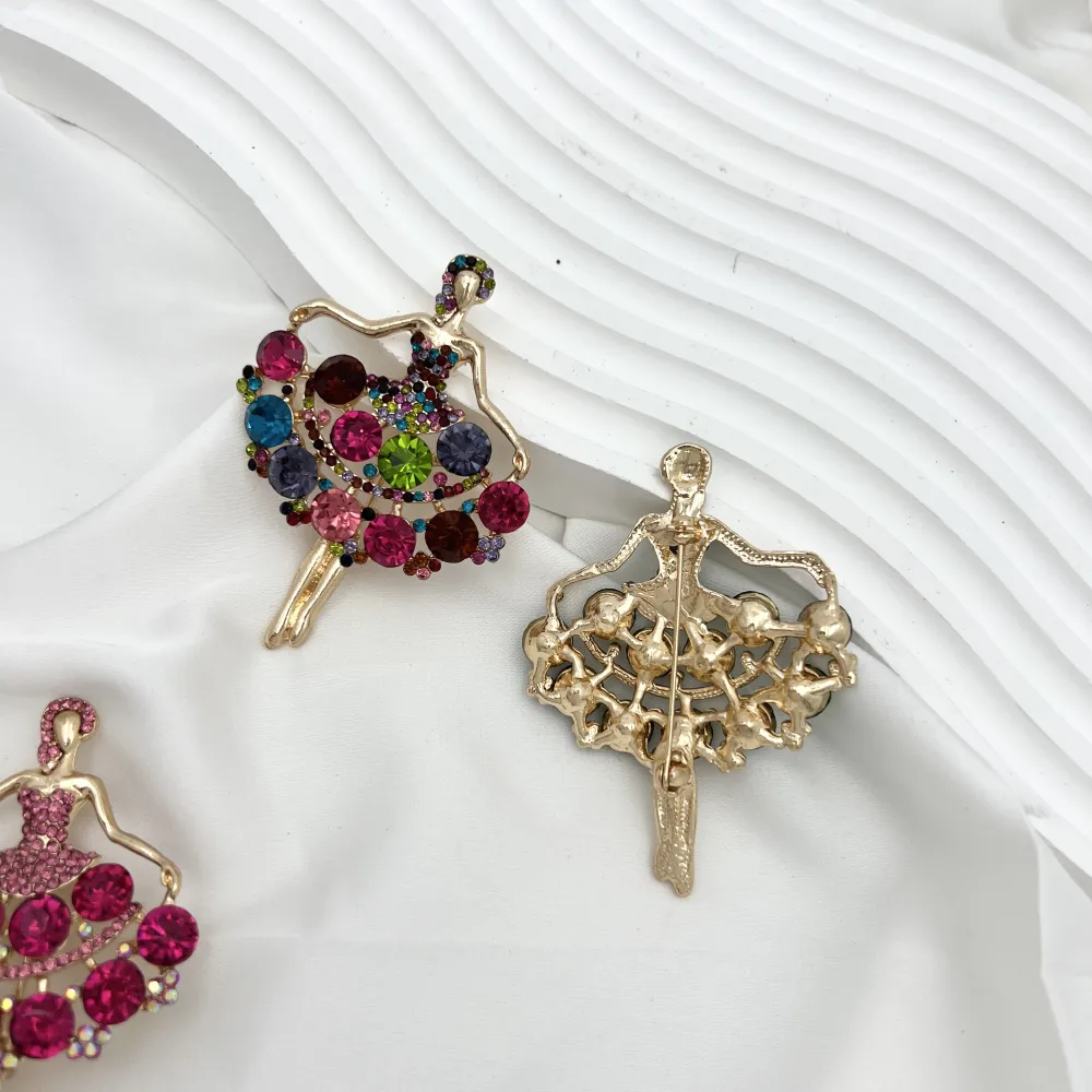 Ballerina-Spilla in Metallo e Strass - SPM-312-370