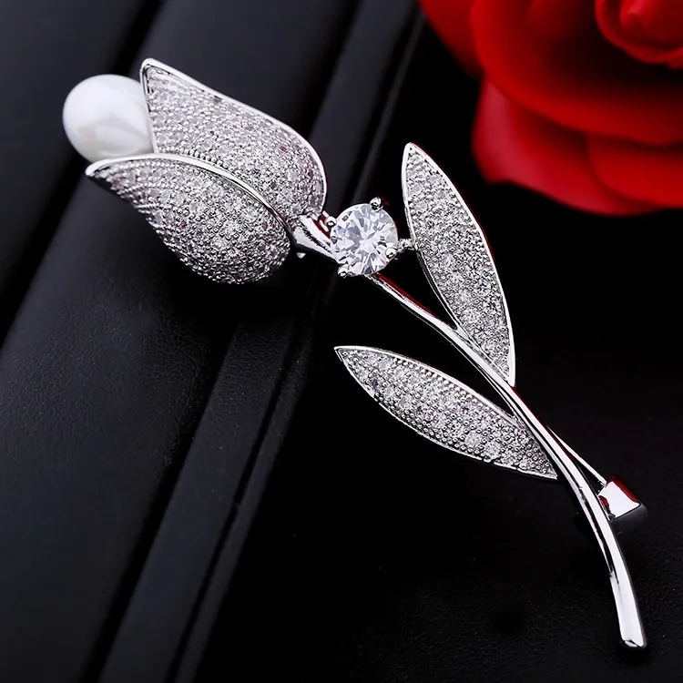 Fiore Rosa-Spilla con Zirconia - SPM-506-172