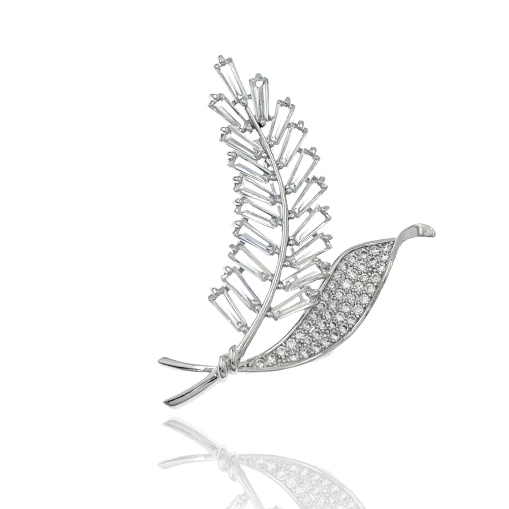 Fantasia Foglia-Spilla con Zirconia - SPM-506-174